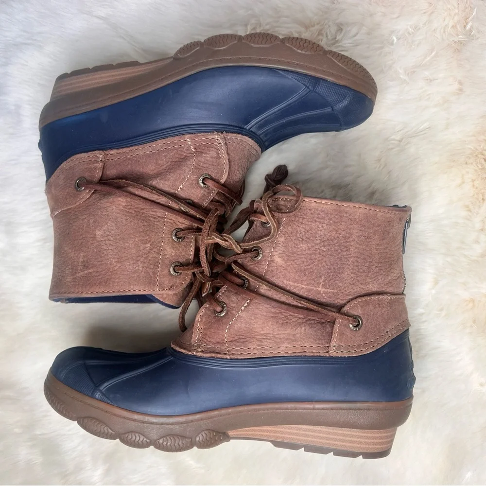 Sperry Duck blue rubber brown leather ankle boot - Picture 6 of 12